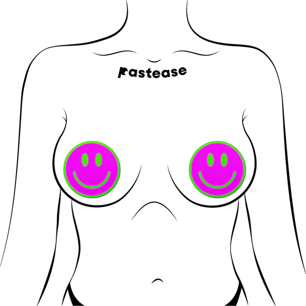 Pasties: Neon Green GID Smiley Face