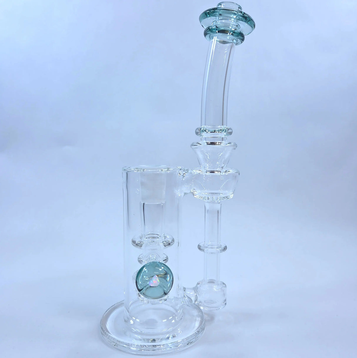 DiscoBox: Color Accented Tower Bubbler w/ Dump Recycler (Emerald Green w/Opal)
