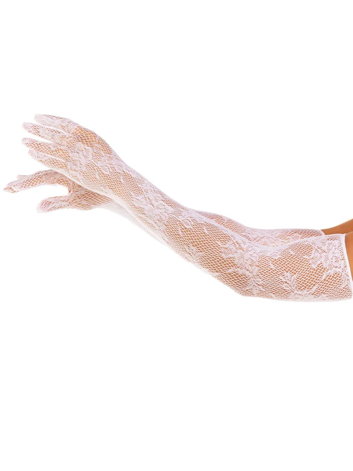 Seamless Opera Length Floral Gloves