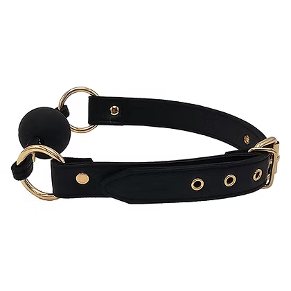 Rouge Leather Ball Gag w/Gold Accent