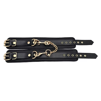 Rouge Leather Ankle Cuffs w/Gold Accent
