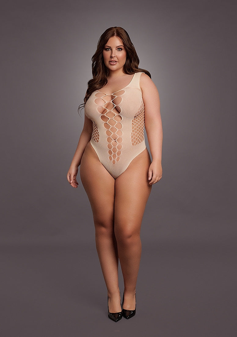 Contrast Fence Net Teddy - Beige