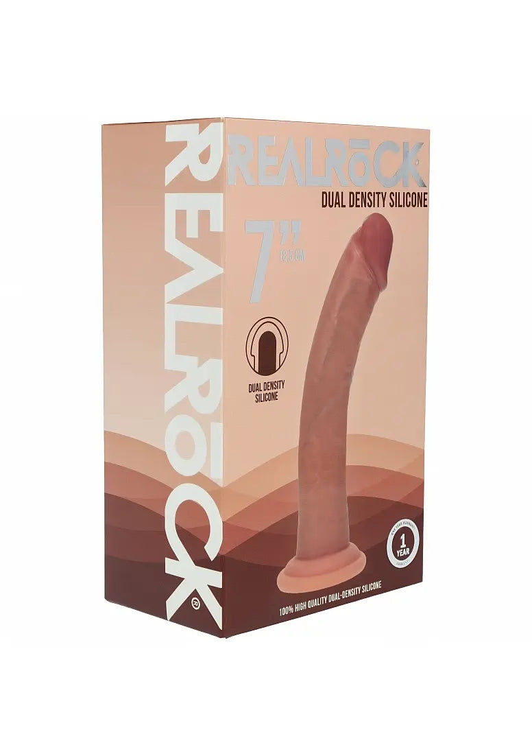 RealRock Dual Density Curved Dong - 7" Tan