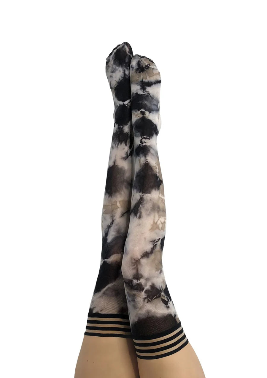 Thigh High: Mackenzie Black/White Tie Dye