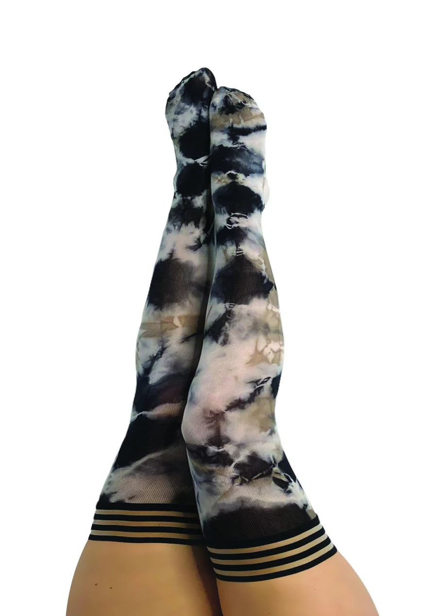 Thigh High: Mackenzie Black/White Tie Dye