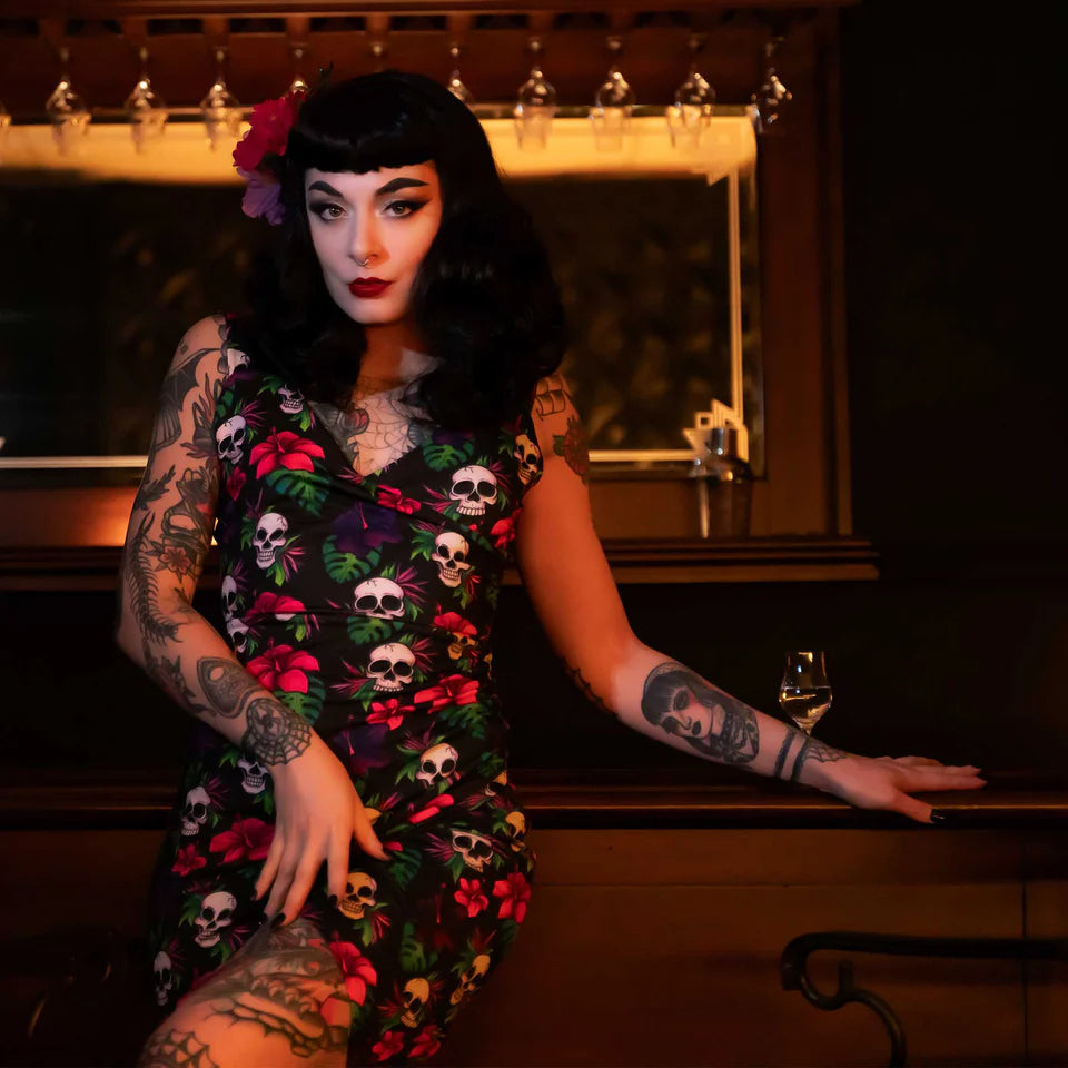 Sourpuss Tropical Skulls Dress XL