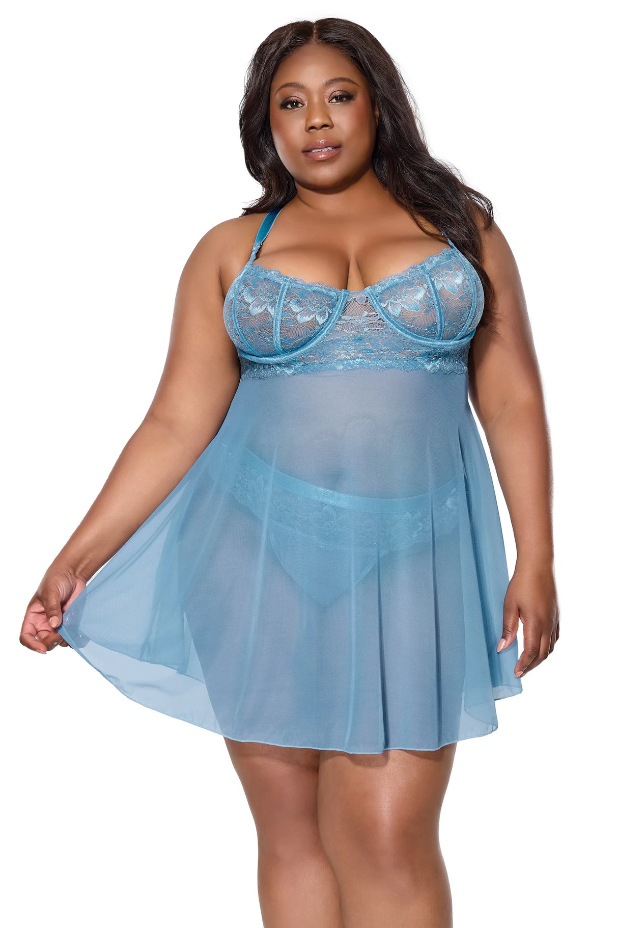 Between Dreams Babydoll Set- Blue