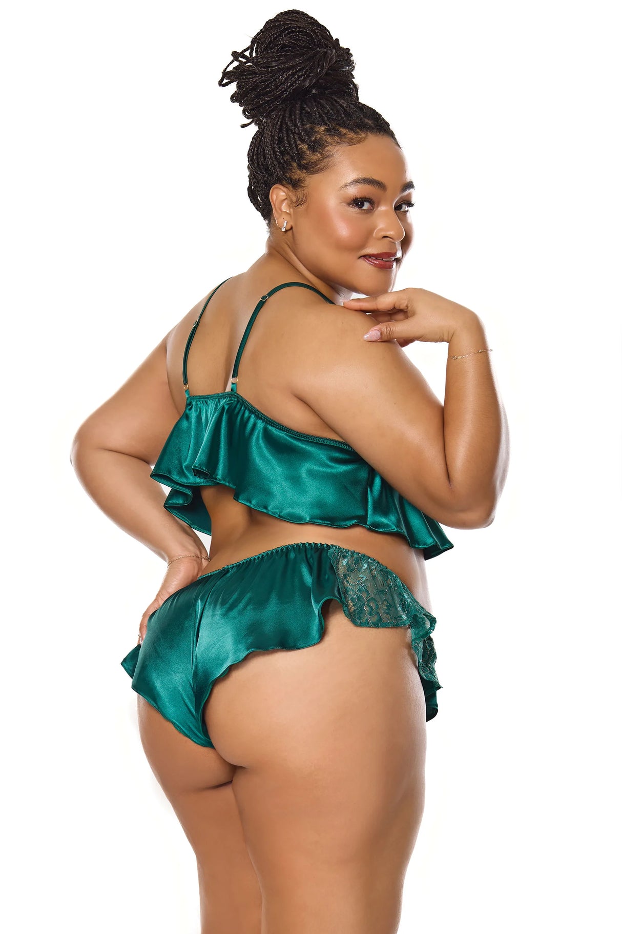 Peplum Bralette & Panty Set- Green