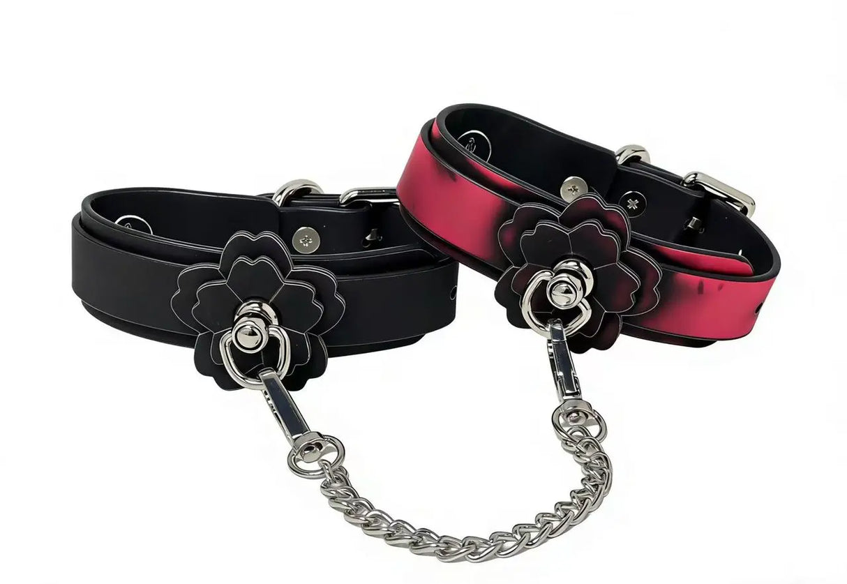 Heat Tease Flower Cuffs - Black/Pink