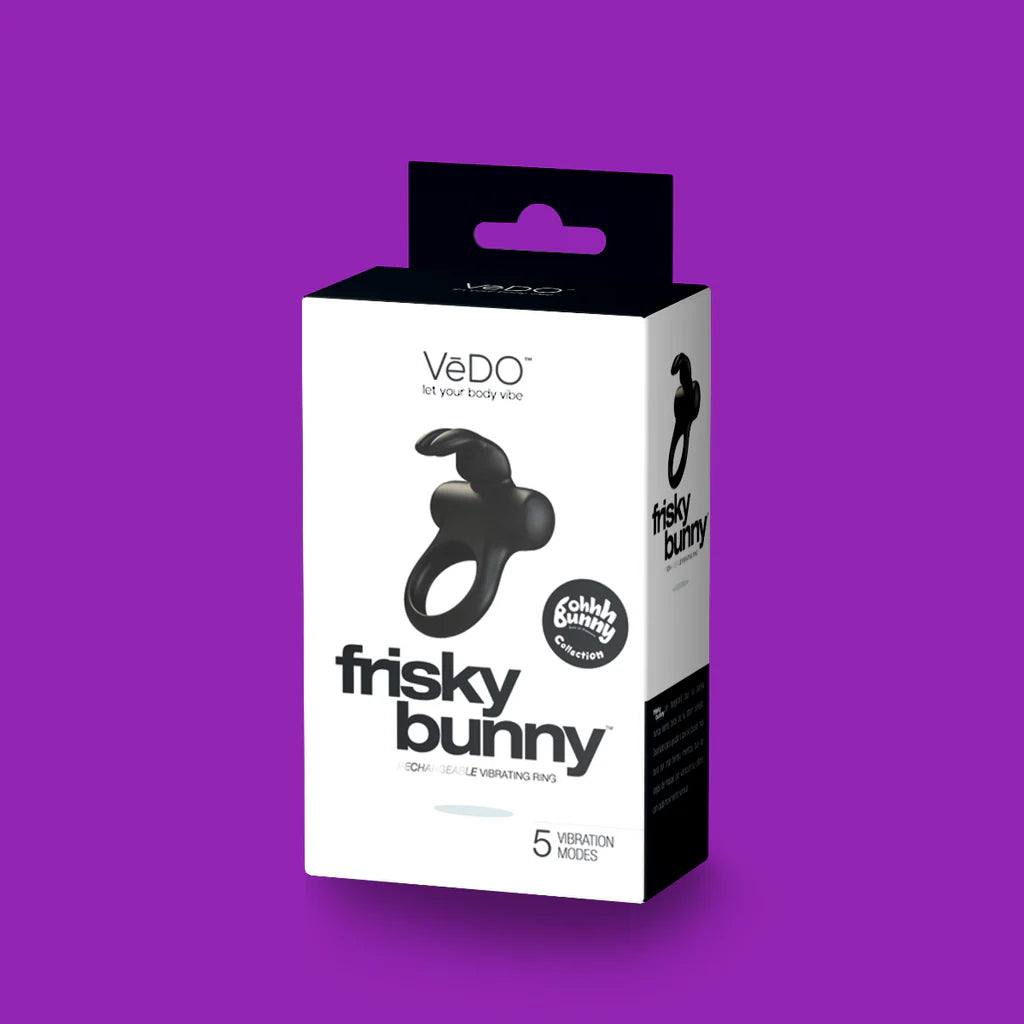 Frisky Bunny Rechargeable Cockring - Black