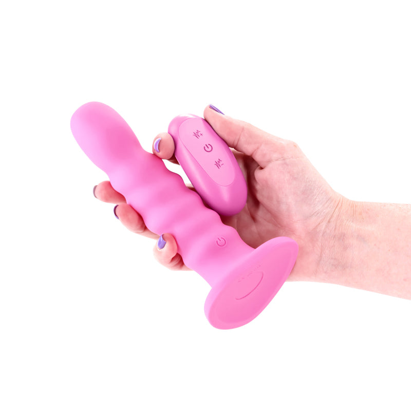 Colours Ribbed 6" Vibrating Dildo - Pink