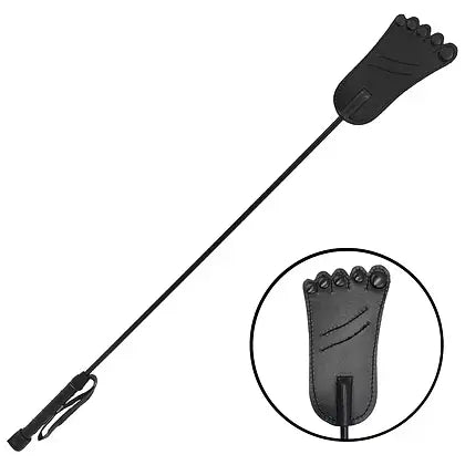 Rouge Leather Foot Riding Crop - Black
