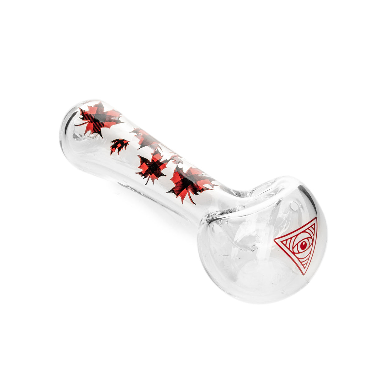 Pipe: Red Eye Glass 4.5" Plaid Maple Leaf