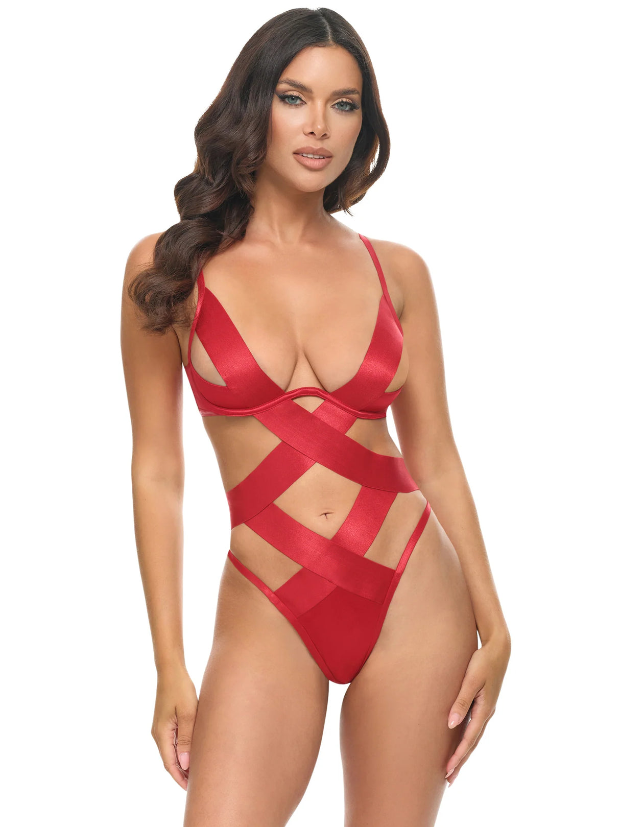 Lacie Strappy Cutout Teddy- Red