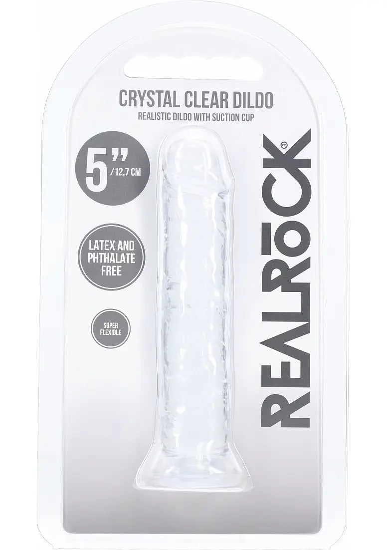 RealRock Crystal Clear 5" Dildo - Translucent