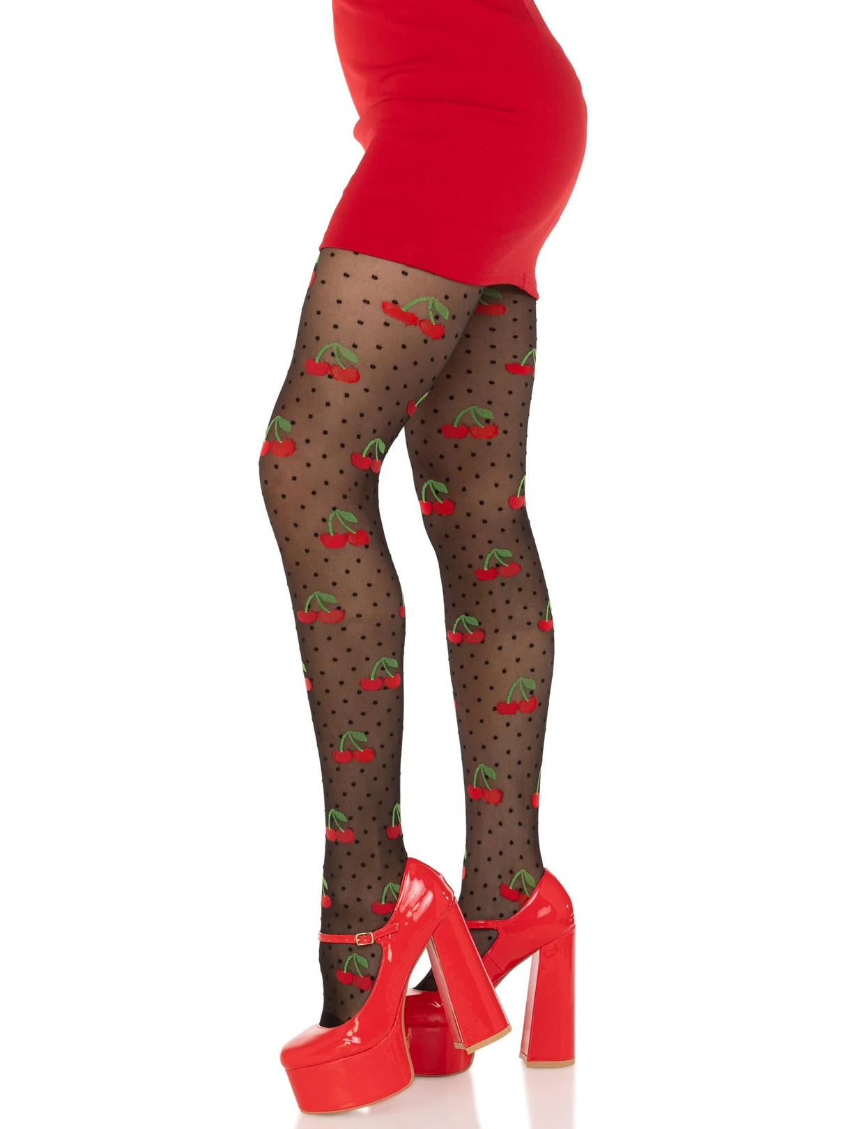 Cherry Pie Dotted Tights- One Size