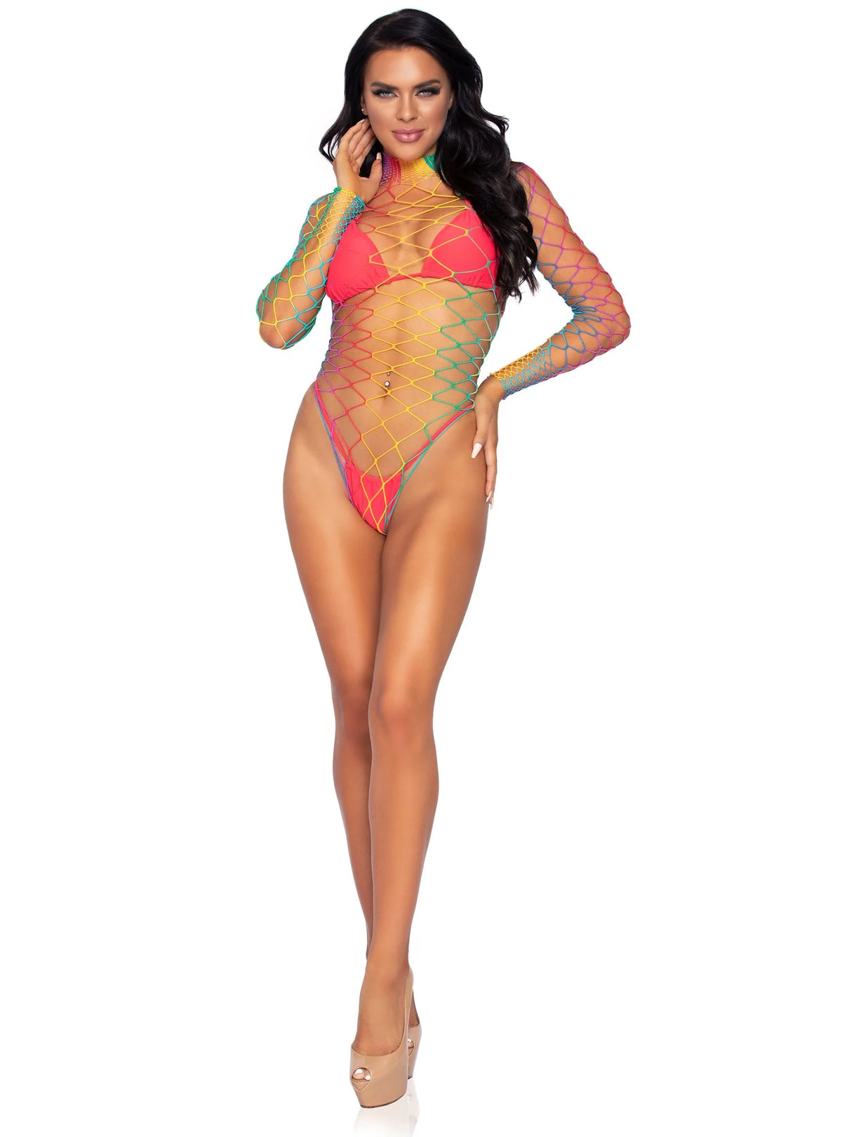 Taste The Rainbow Fishnet Bodysuit- One Size