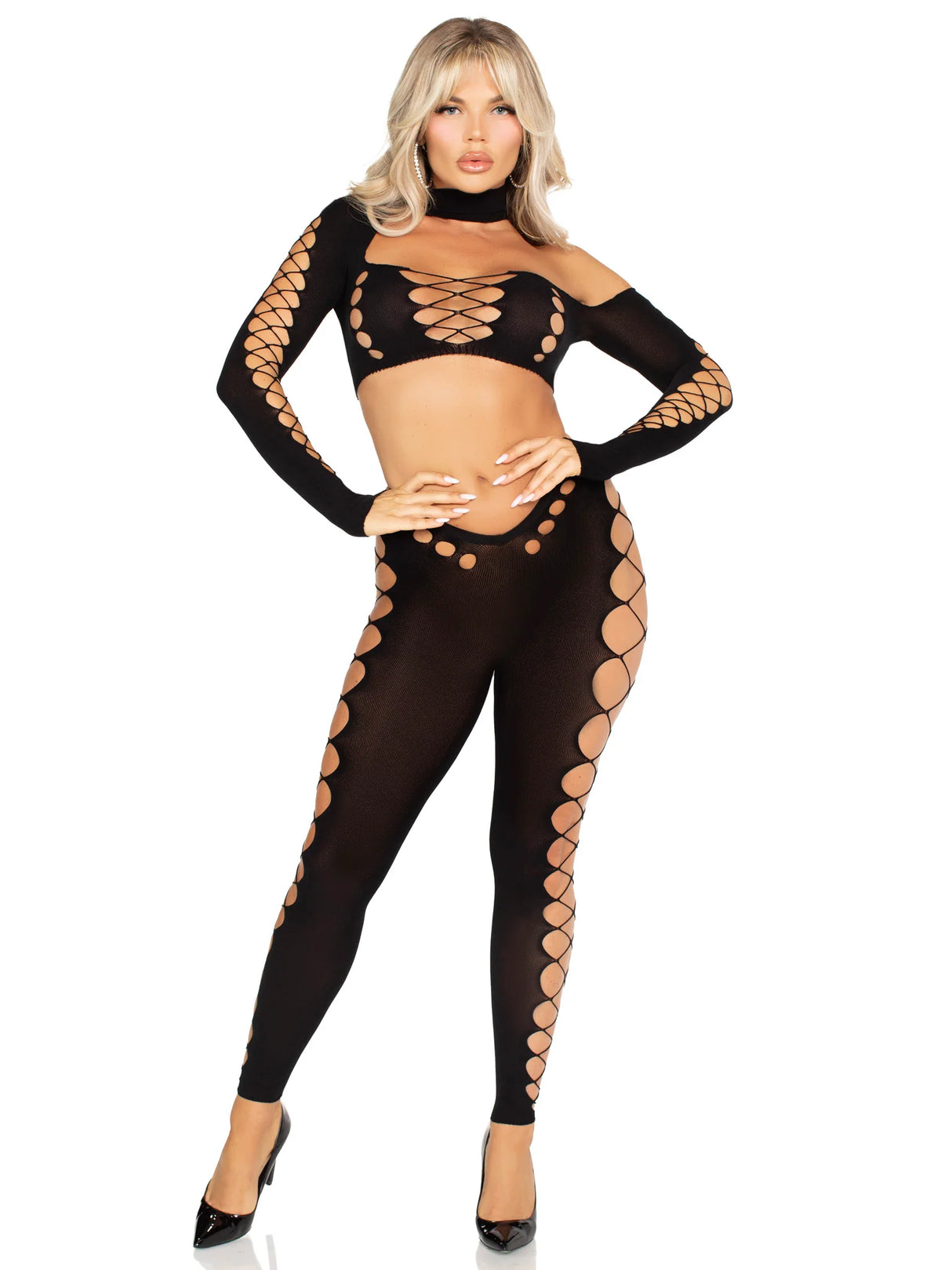 Notorious Crop Top and Footless Tights Set- One Size