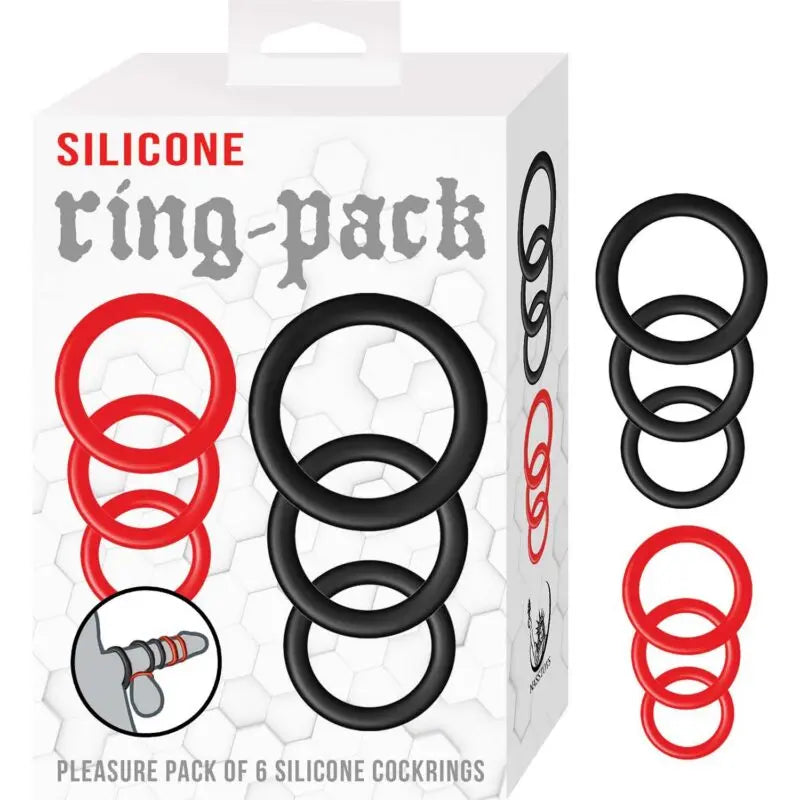 Silicone Ring Pack - Red & Black