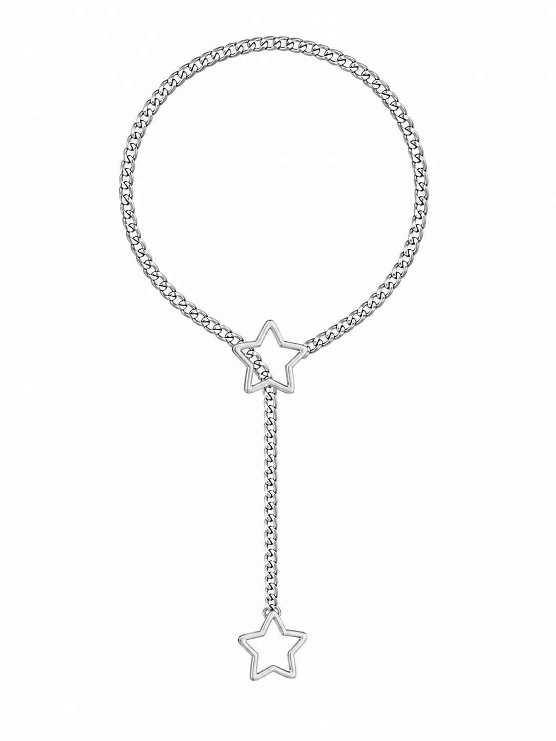 Star O Ring Slip Choke Chain - Silver