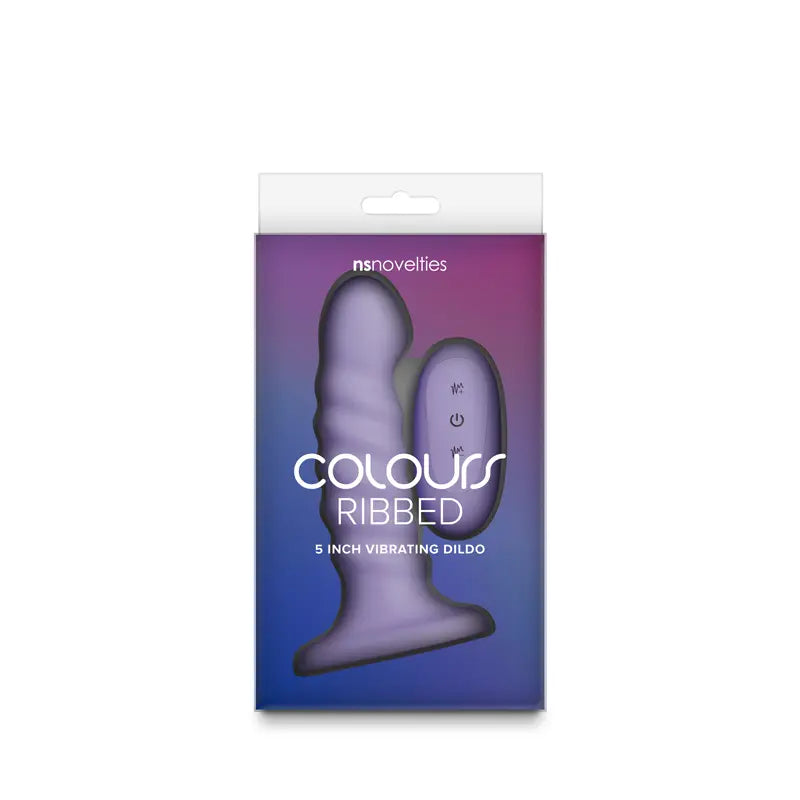 Colours Ribbed 5" Vibrating Dildo - Purple