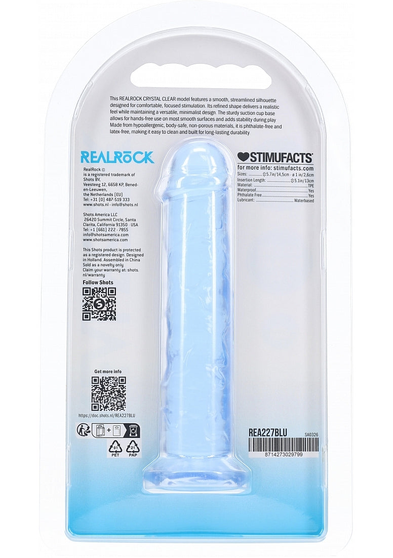 RealRock Crystal Clear 5" Dildo - Blue