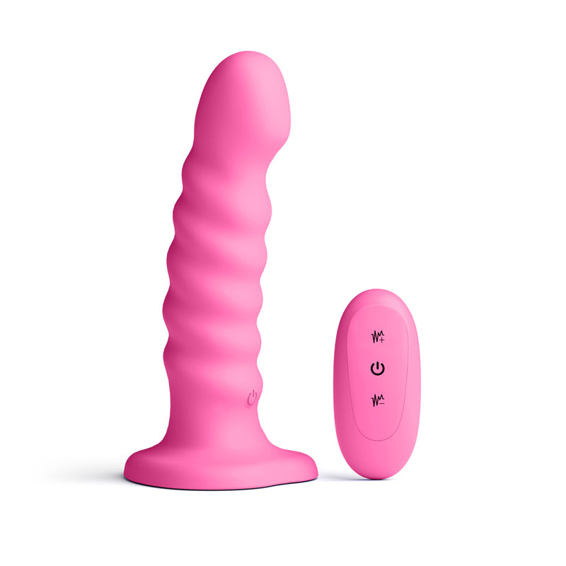 Colours Ribbed 6" Vibrating Dildo - Pink
