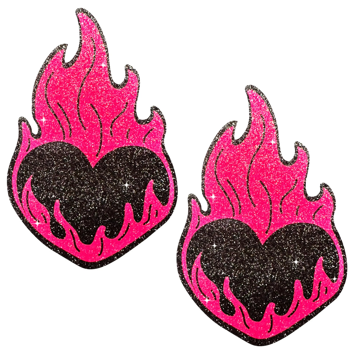 Pasties: Neon Pink Flame Heart