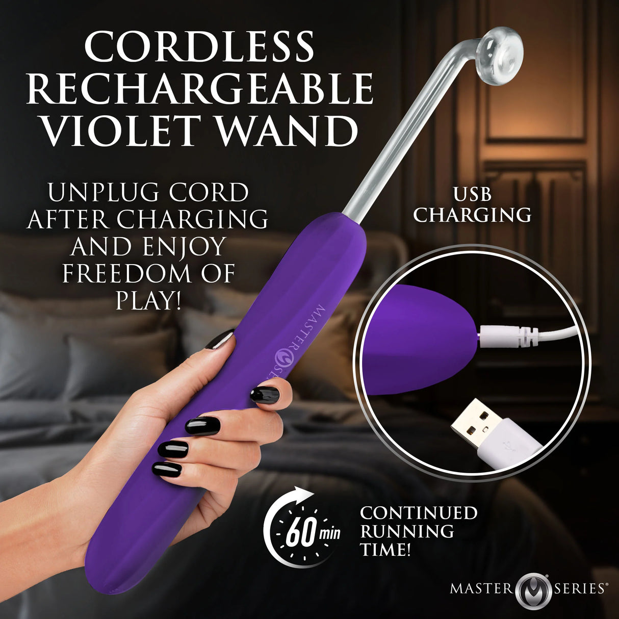 Master Series Elektra Rechargeable E-Stim Wand-Purple