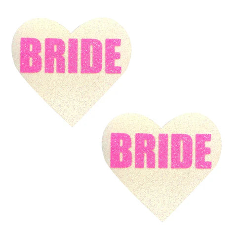 Pasties: Glitter Bride Neon Pink/White