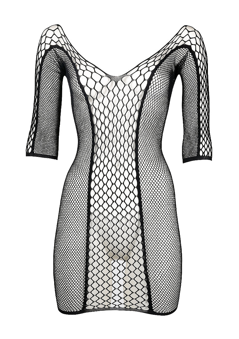 Duo Net Sleeved Mini Dress- One Size