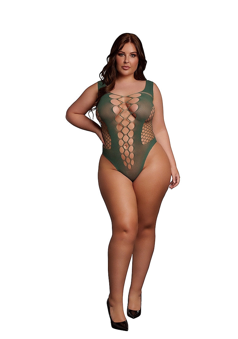 Contrast Fence Net Teddy- Green