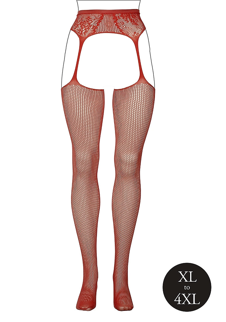 Hose: Lace & Fishnet- Red