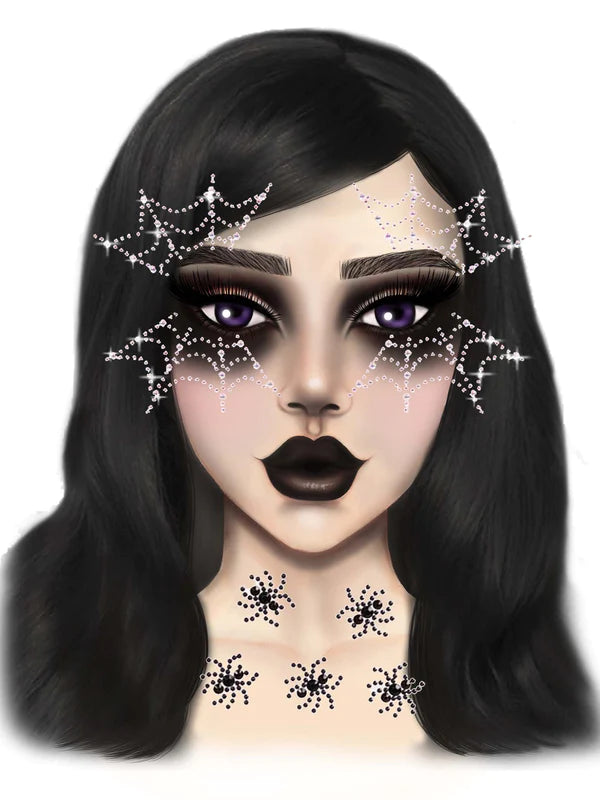 Spider Web Face Jewels Sticker