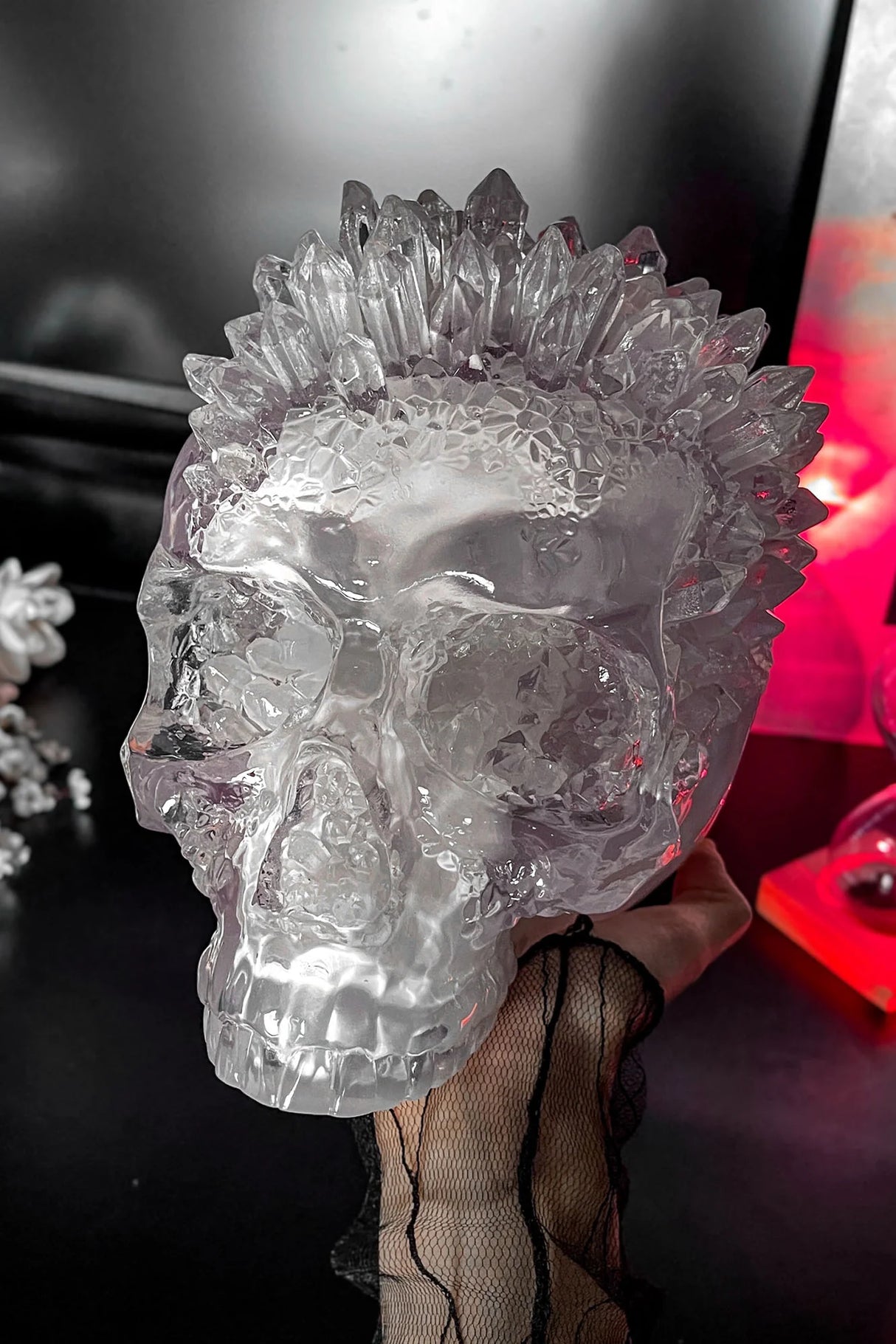 Geode Crystal Skull Ornament