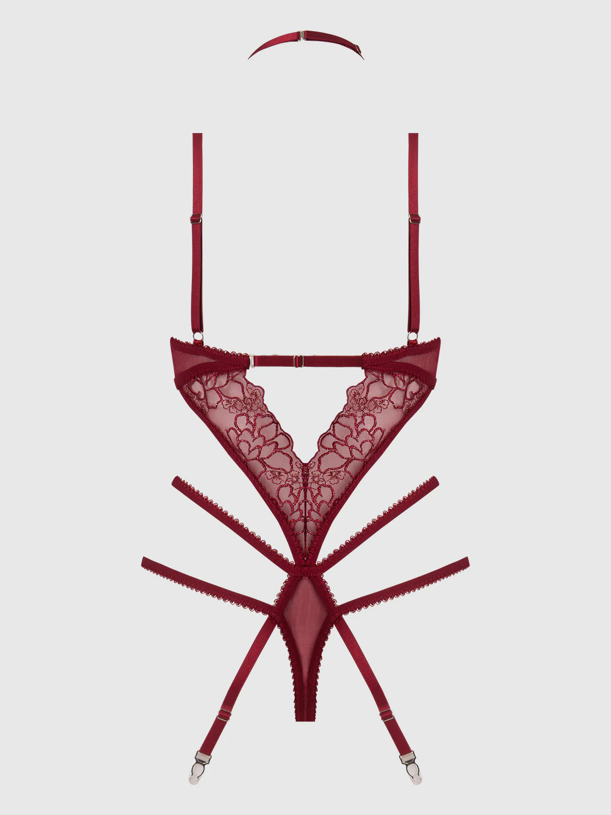 Eden Embroidered Lace Teddy- Rhubarb