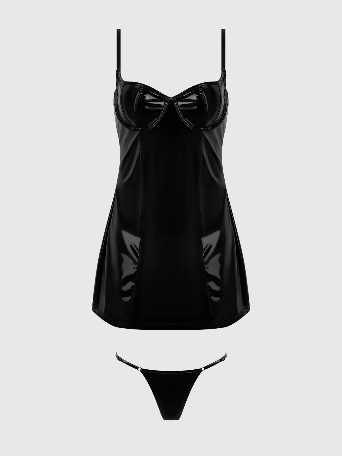 Trinity Patent Chemise- Black