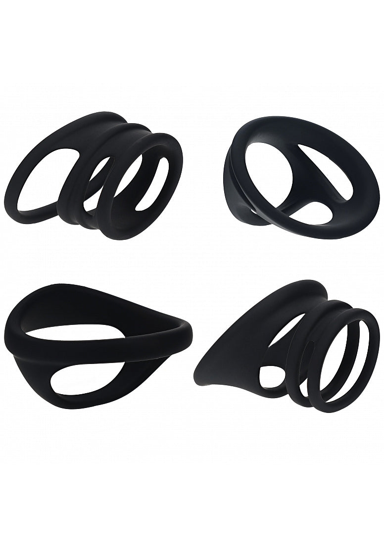 LEVELZ Set of 4 Cock & Ball Rings-Black