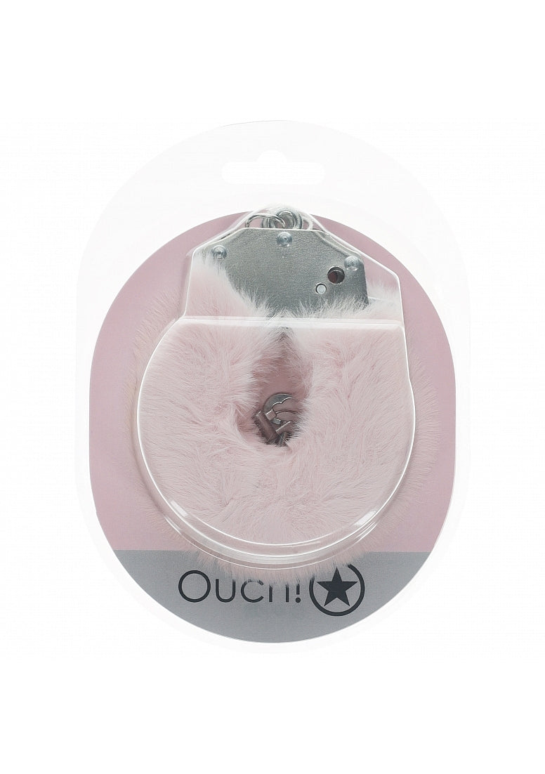 Ouch Heavy Duty Fluffy Cuffs-Powder Pink