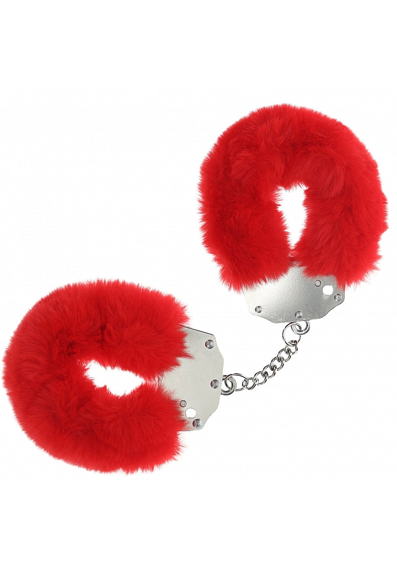 Ouch Heavy Duty Fluffy Cuffs-Red