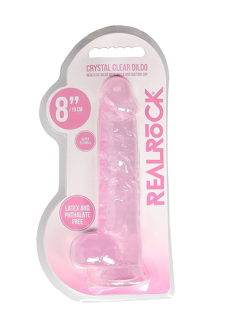 RealRock Dildo with Balls - Pink 8"