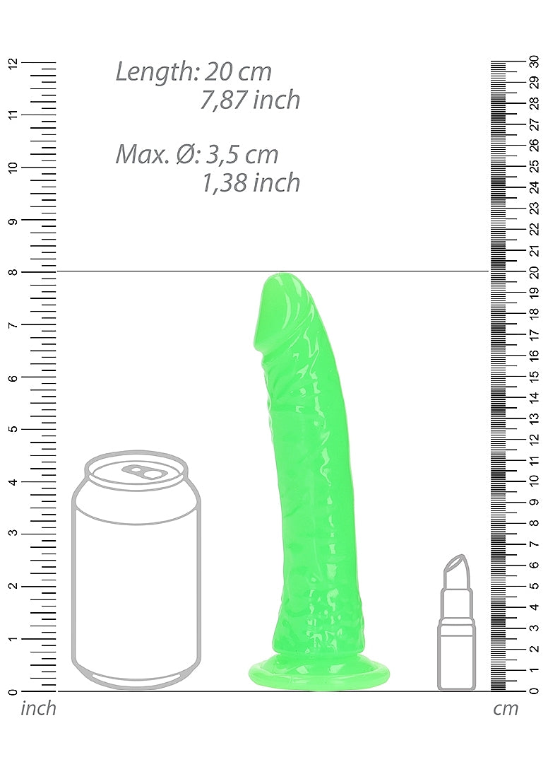 RealRock Glow In The Dark Dildo - Green 7"