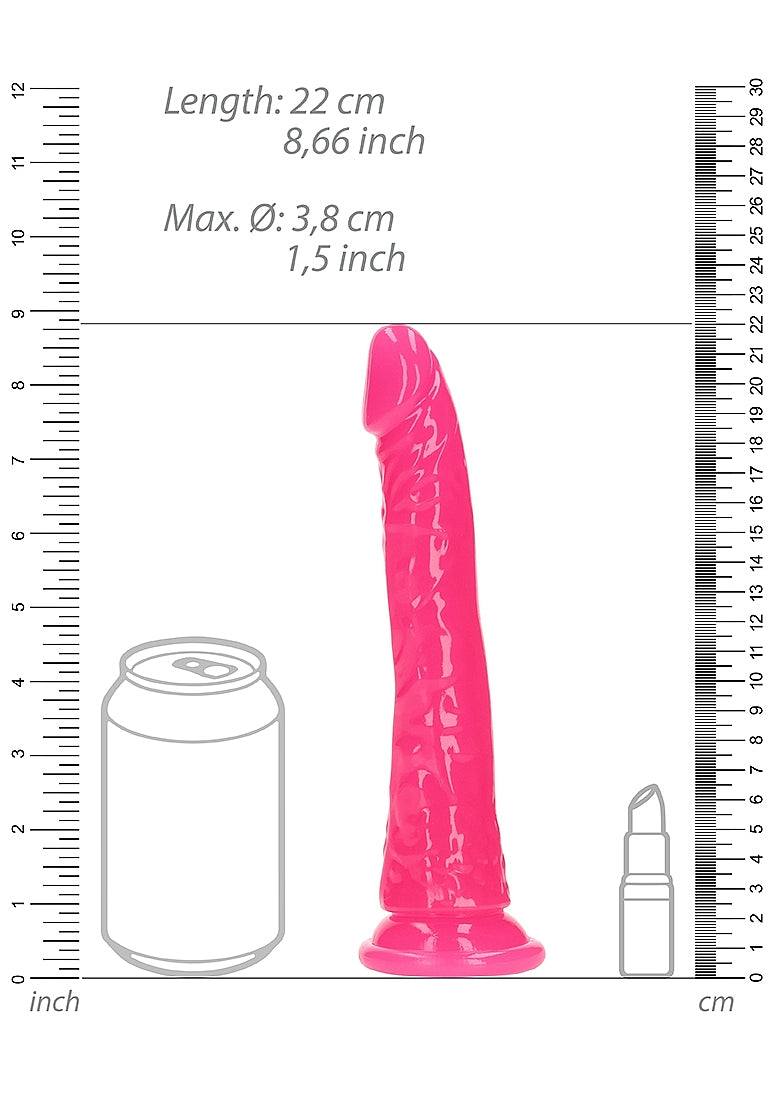 RealRock Glow In The Dark Dildo - Pink 8"