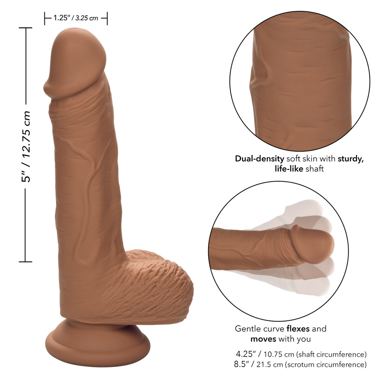 Silicone Stud Dual Density - Brown 5"