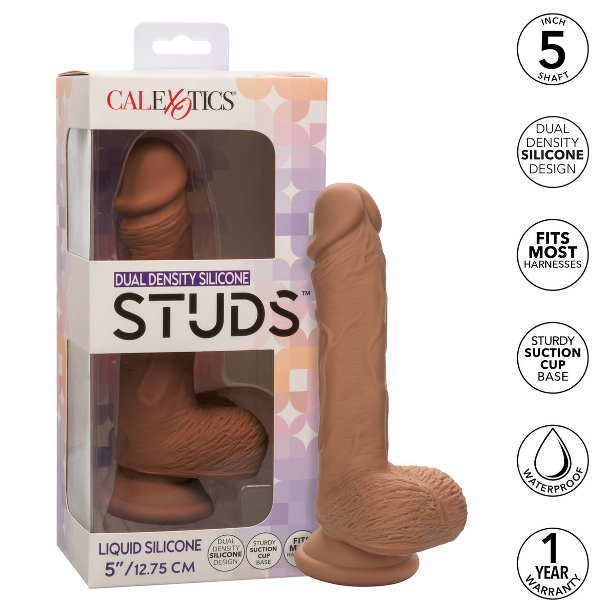 Silicone Stud Dual Density - Brown 5"