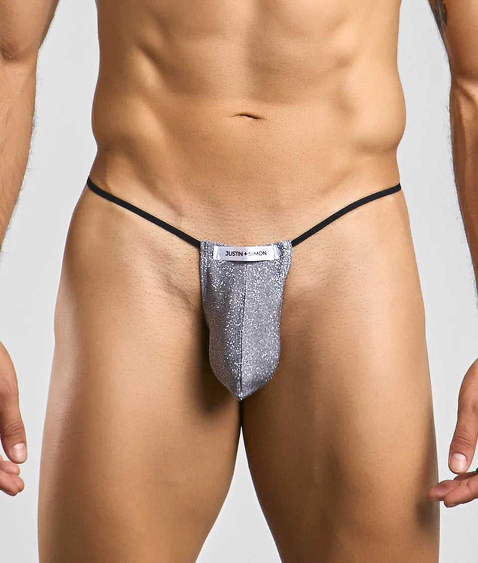 Justin & Simon Classic G-String- Lurex Grey