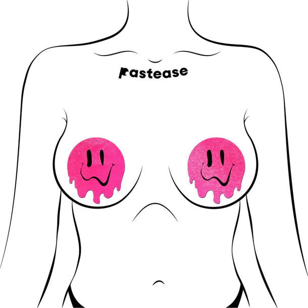 Pasties: Neon Pink Melted Smiley Face