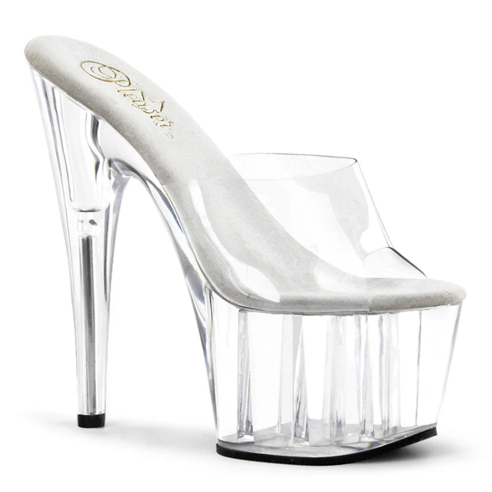 Shoes: 7" Peep Toe Slide- Clear