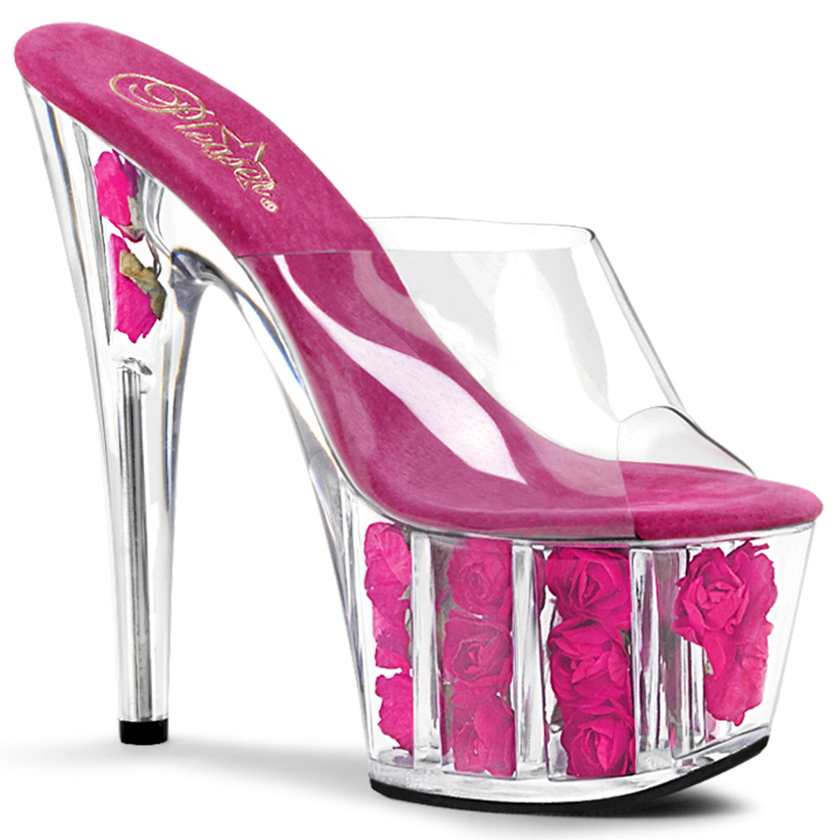 Shoe: 7" Slides - Flower Fill Hot Pink
