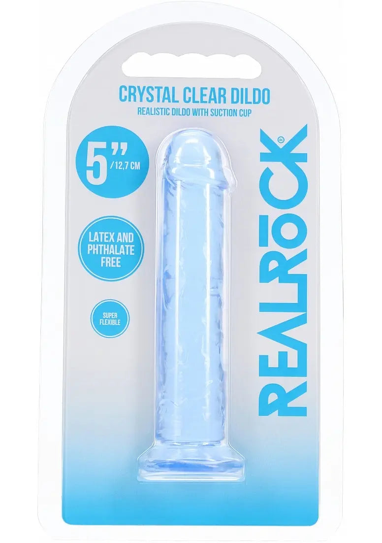 RealRock Crystal Clear 5" Dildo - Blue